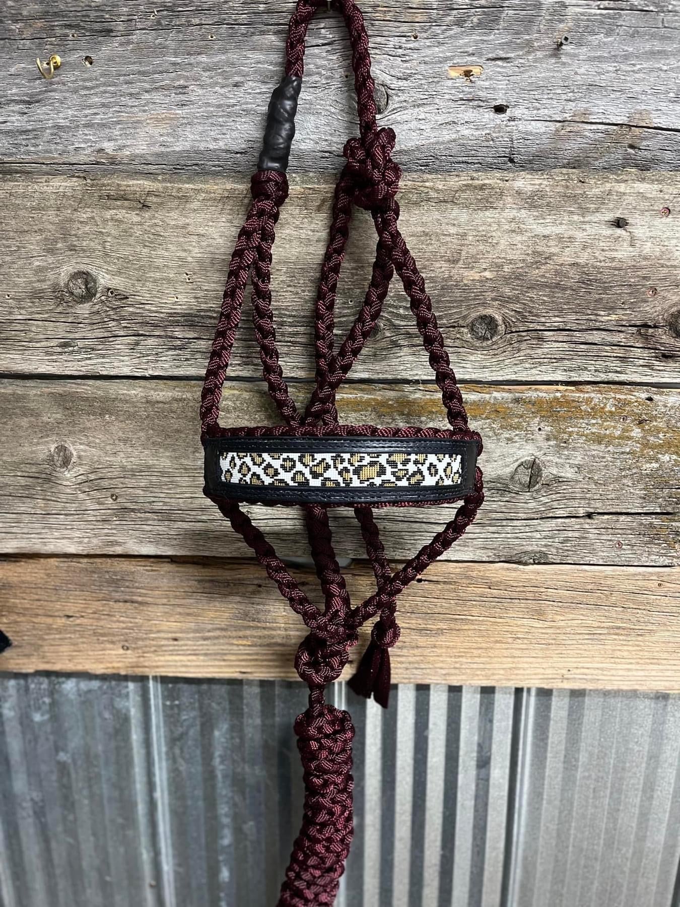 Burgundy and Leopard Beaded Halter