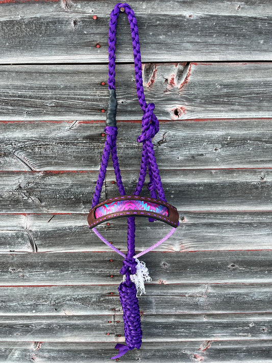 Purple Aztec Leather Lariat