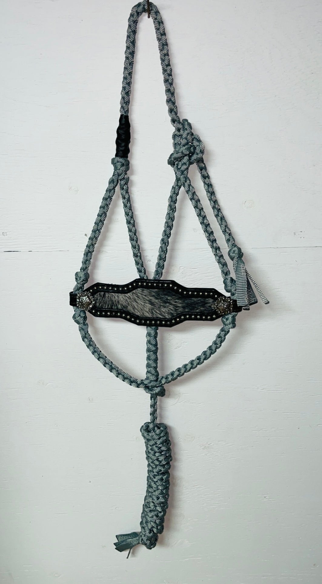 Gray Cowhide Bronc Halter