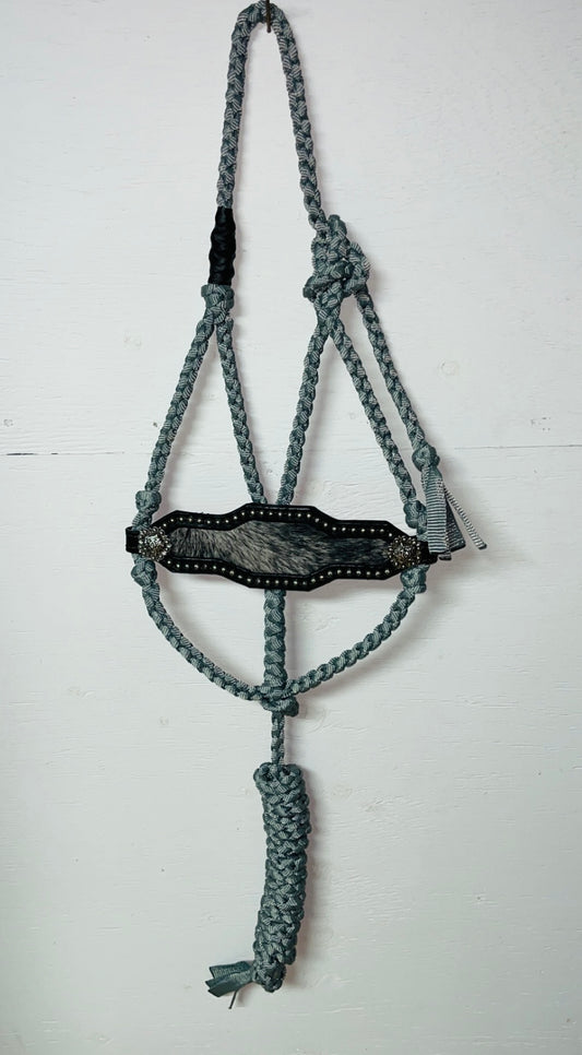 Gray Cowhide Bronc Halter